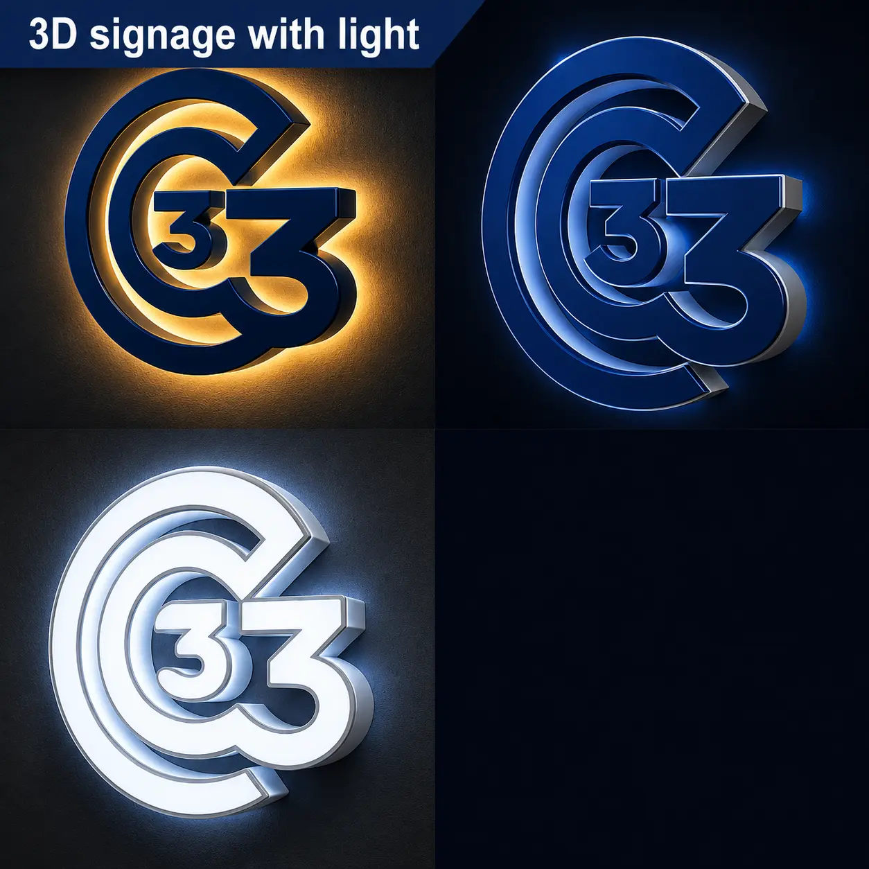 3D signage with LED lighting for retail branding, office signage, and commercial business displays in Malaysia