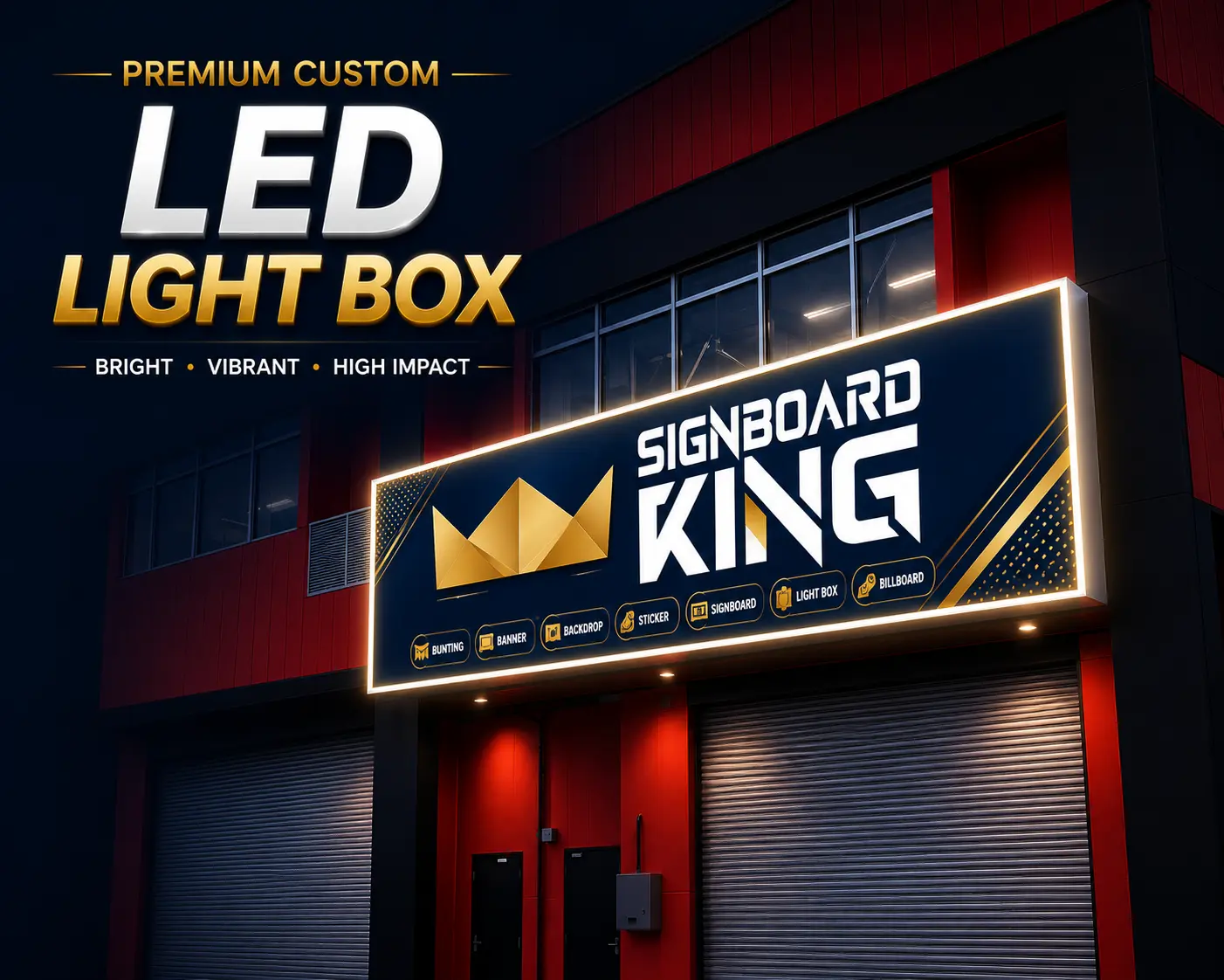 LED lightbox signage for commercial shopfront branding and outdoor advertising in Malaysia