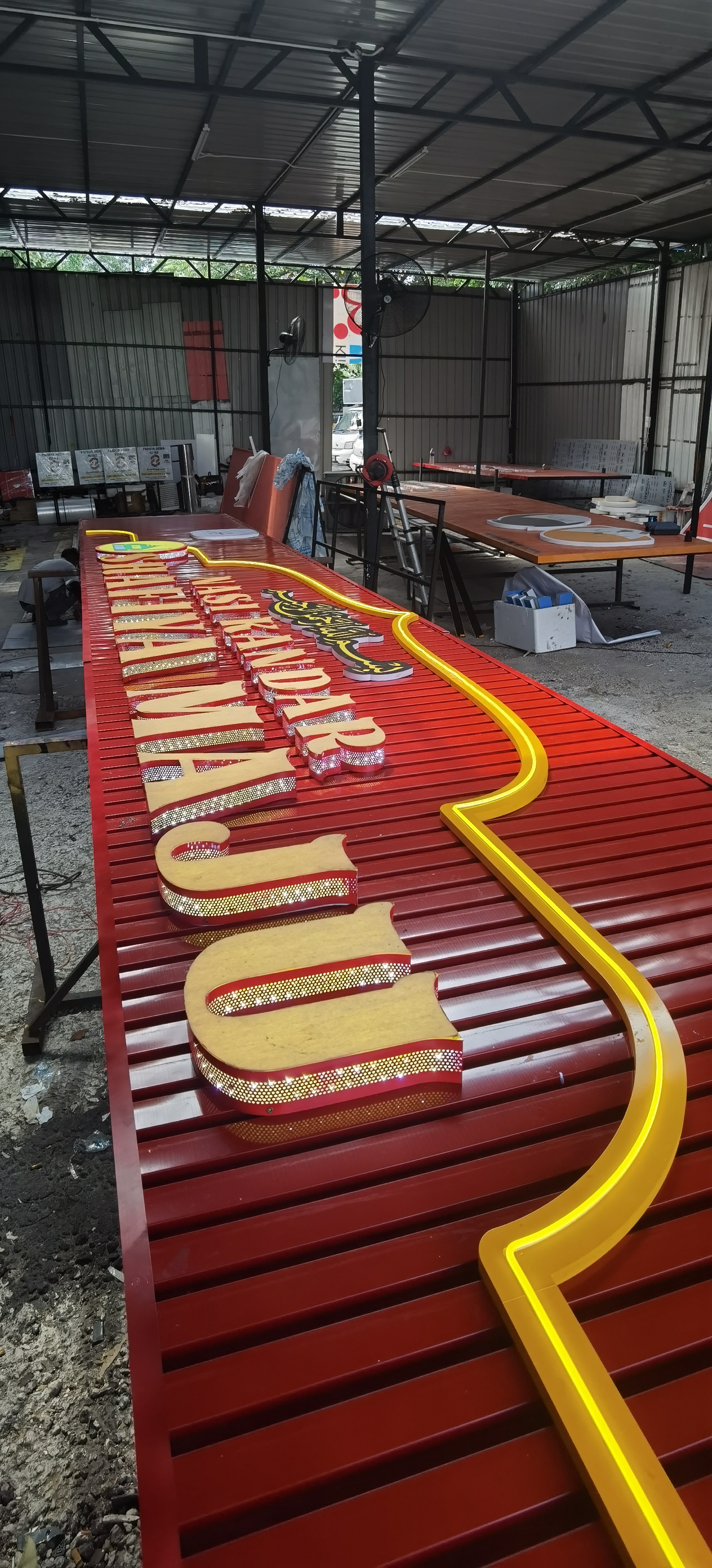 3D box up ceiling strip signboard Nasi Kandar Shafiya Maju LED signage Malaysia restaurant sign
