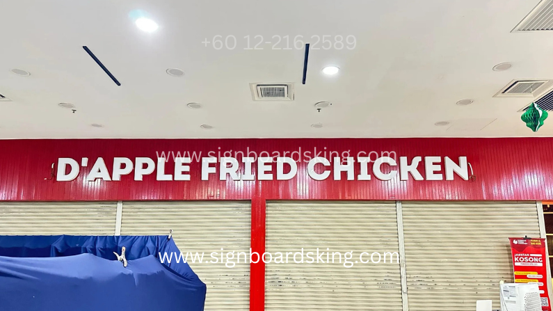 3D box up LED signboard installation for D’ Apple Fried Chicken in Malaysia