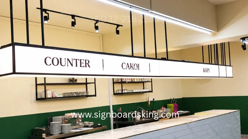 Custom Acrylic Lightbox gantung untuk Juden Resources dengan pencahayaan LED terang bagi kawasan Counter, Cakoi dan Kopi