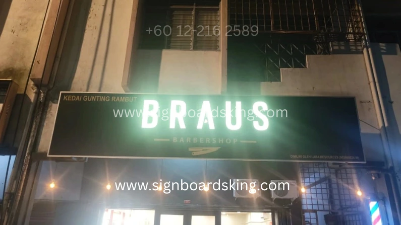 LED Lightbox Signboard Installation for Braus Barbershop