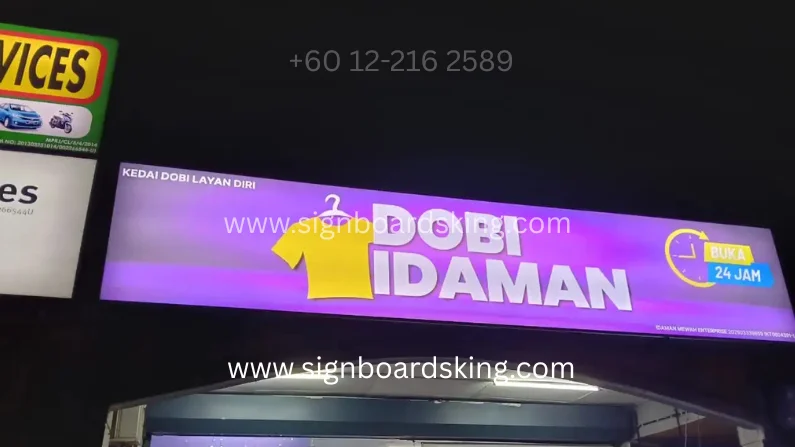 LED Lightbox Signboard Dobi Idaman dengan pencahayaan terang dan reka bentuk moden untuk kedai dobi layan diri
