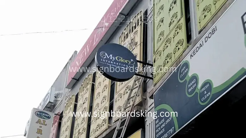 Round Double-Sided Lightbox Signboard Installation for My Glory International